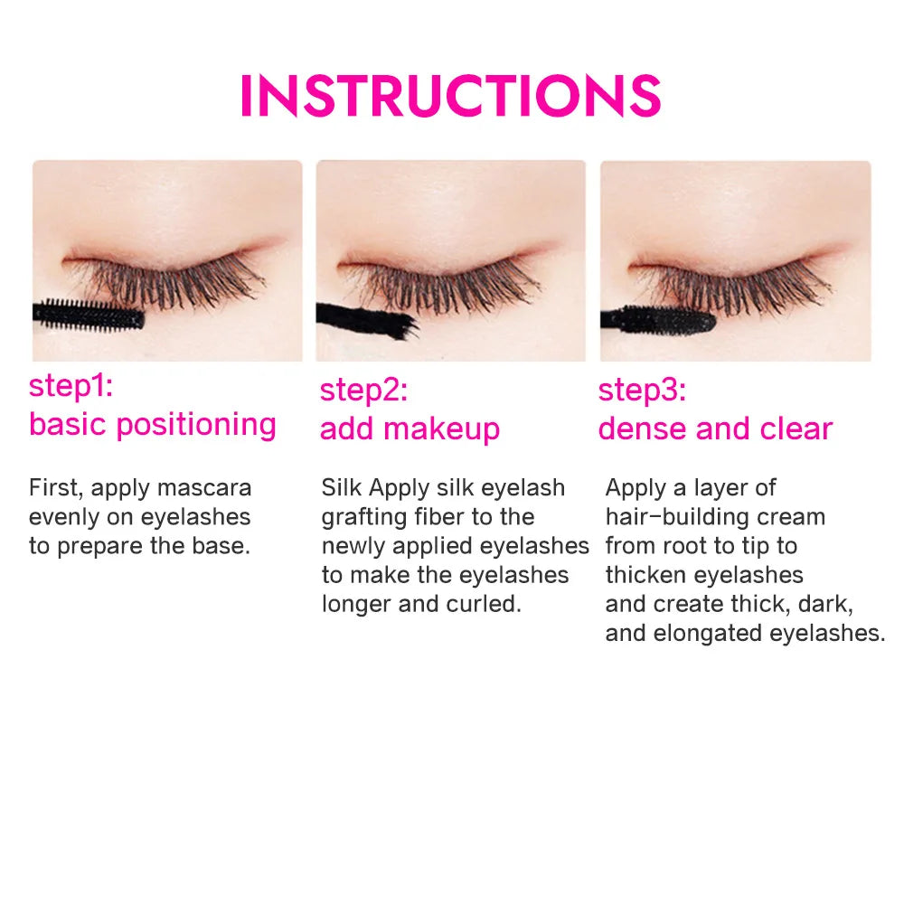 Fiber Mascara Set With Double Tubes Waterproof And Long-lasting Creates Long Naturally Curled Eyelashes Without Smudging