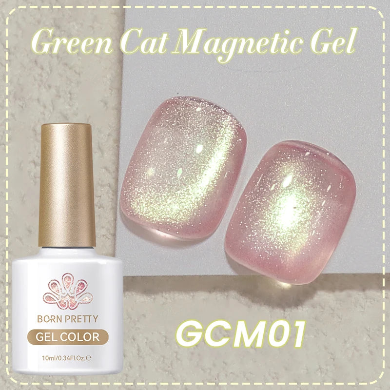 BORN PRETTY 10ml Green Cat Magnetic Gel Holographic UV