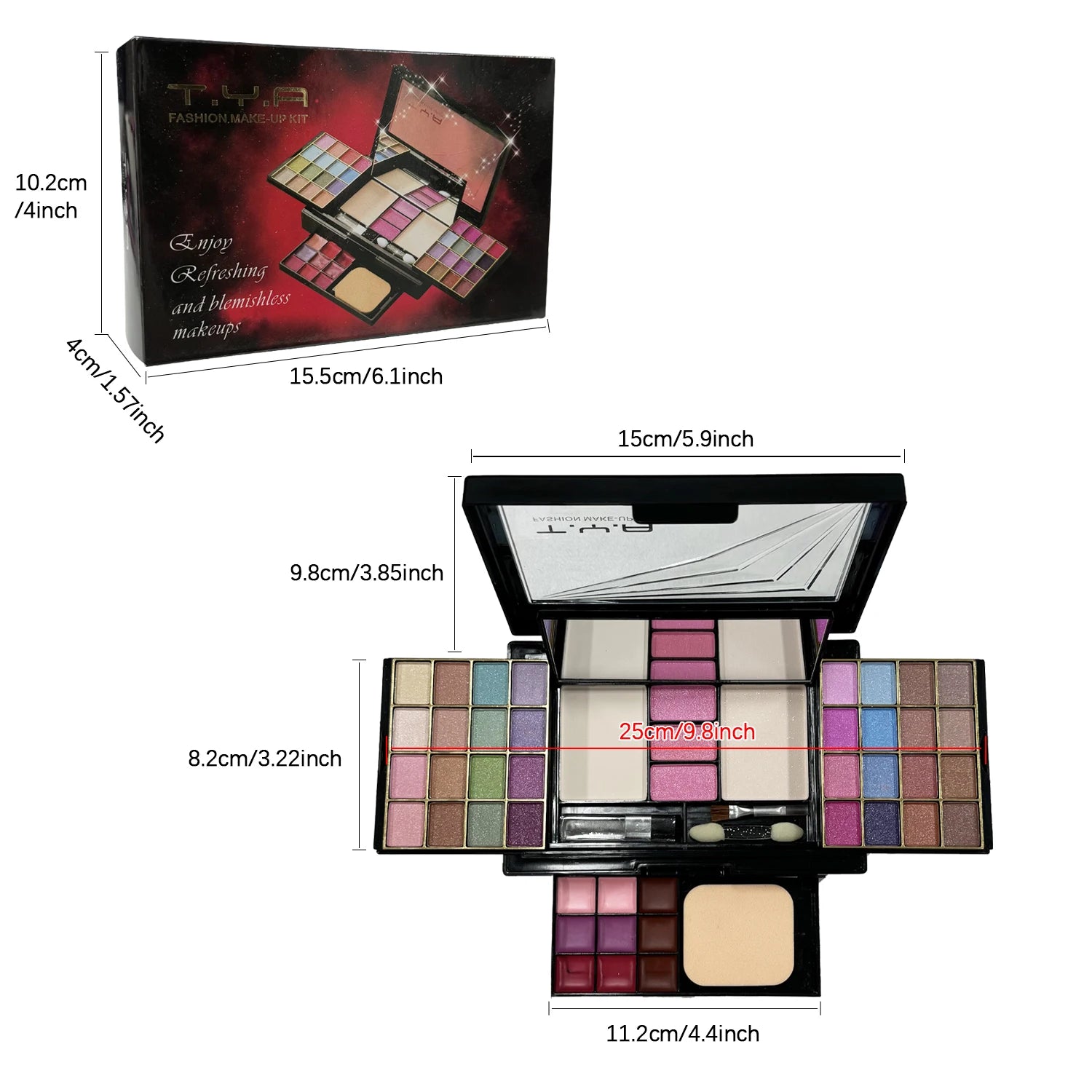 TYA Makeup Set: 46 Colors Eyeshadow, Lip Gloss & Blush Set