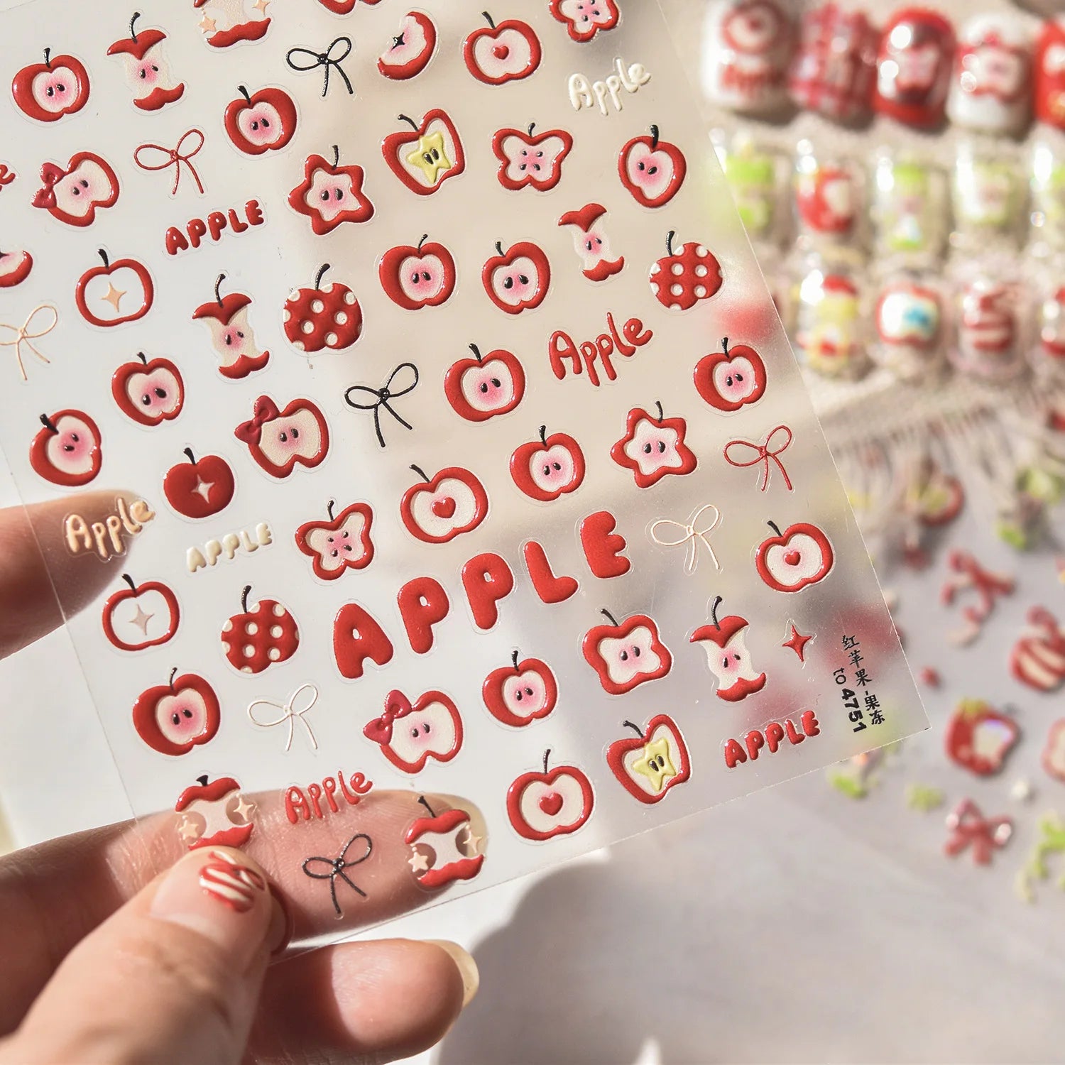 5D Fruit & Bowknot Nail Stickers Strawberry Cherry