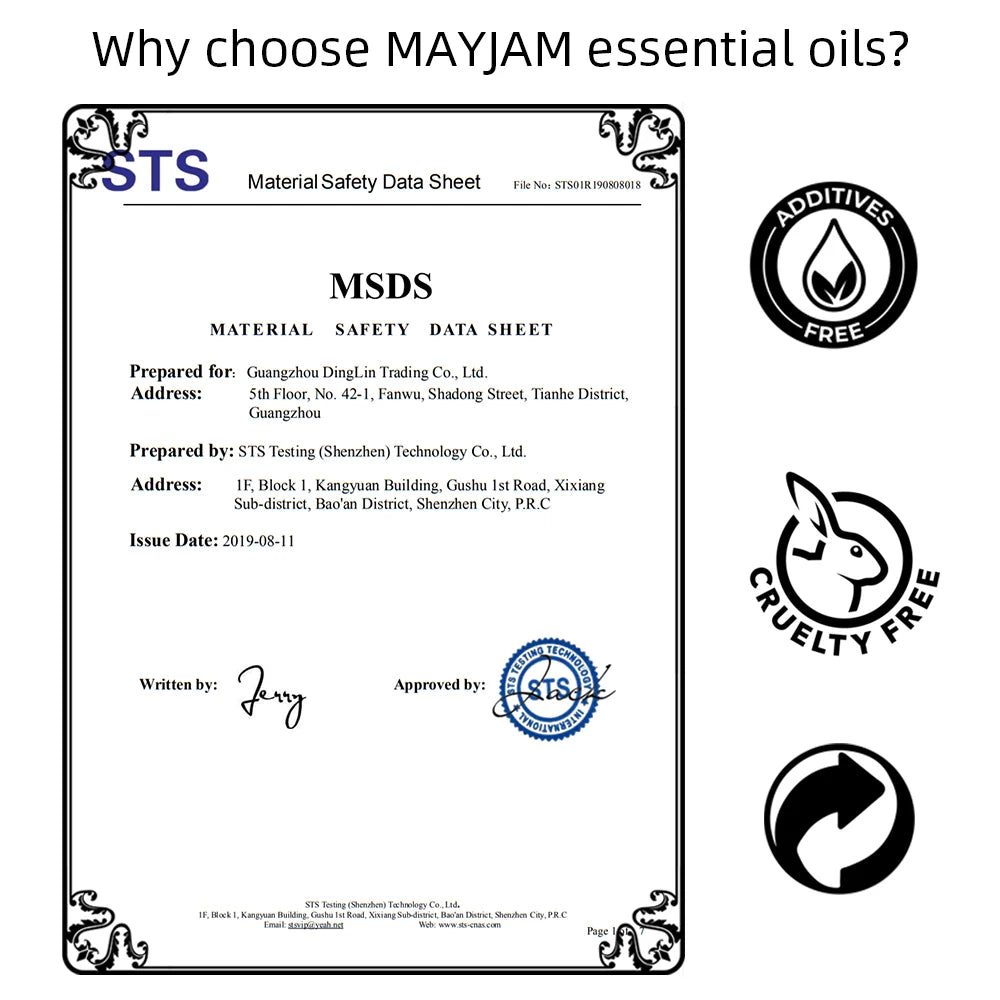 MAYJAM Essential Oils 100ml – Peppermint, Lavender & Lemongrass for Diffuser, Massage & Relaxation