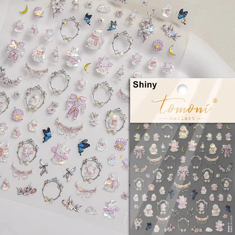 5D Pink Peach Jelly Nail Stickers Cute 3D Fruits