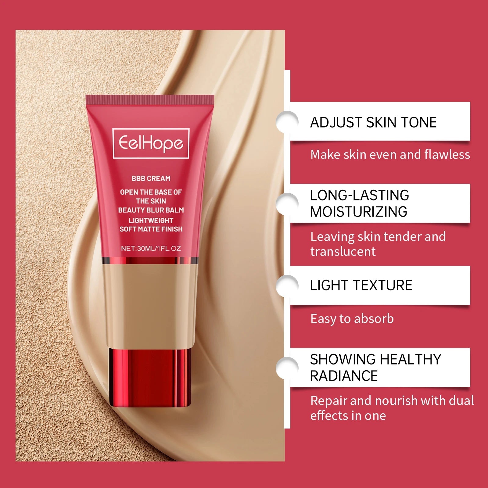 BB Cream Foundation – Full Coverage Waterproof Liquid Matte Concealer Vervelle