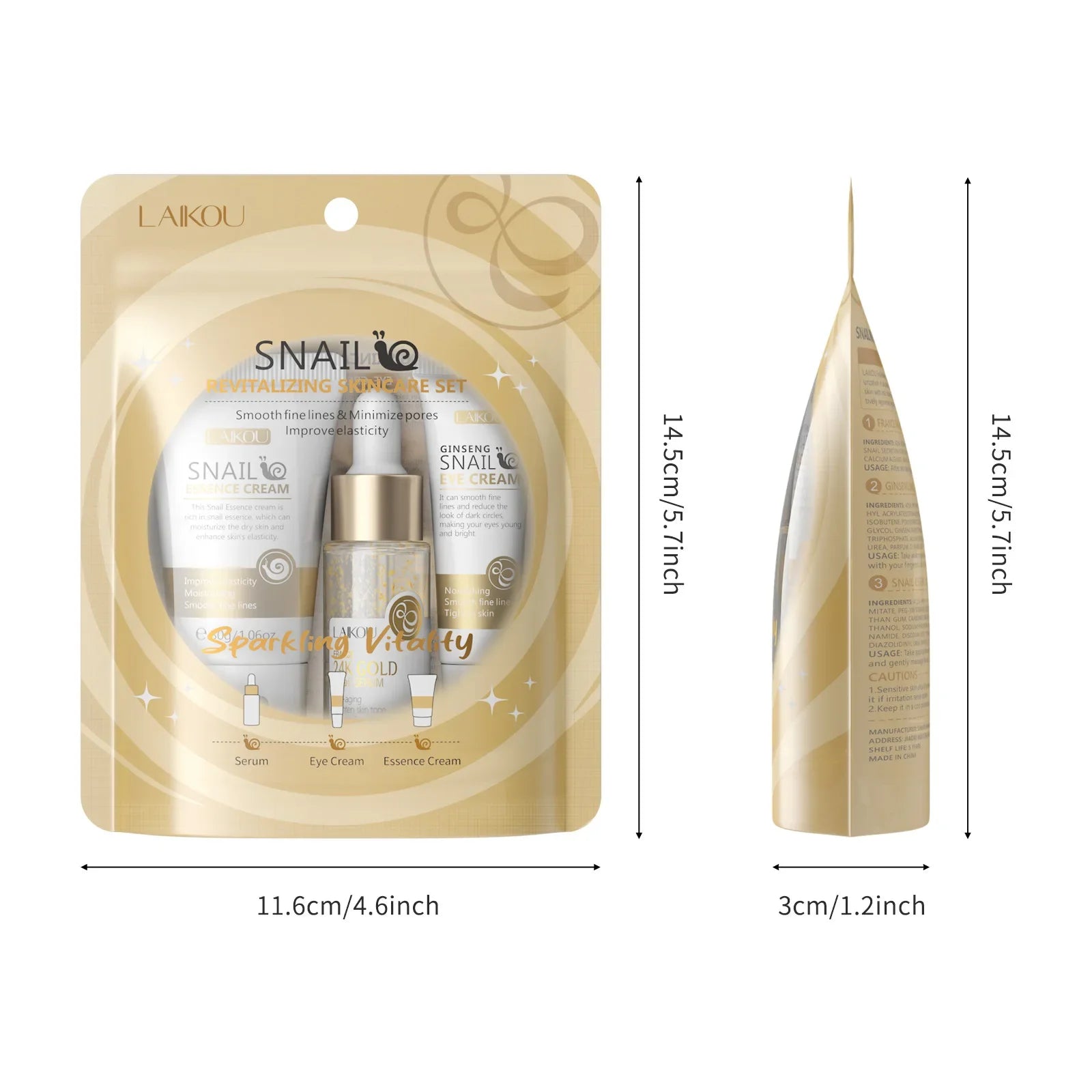 3pcs LAIKOU Vitamin C Facial Set Hydrating & Brightening