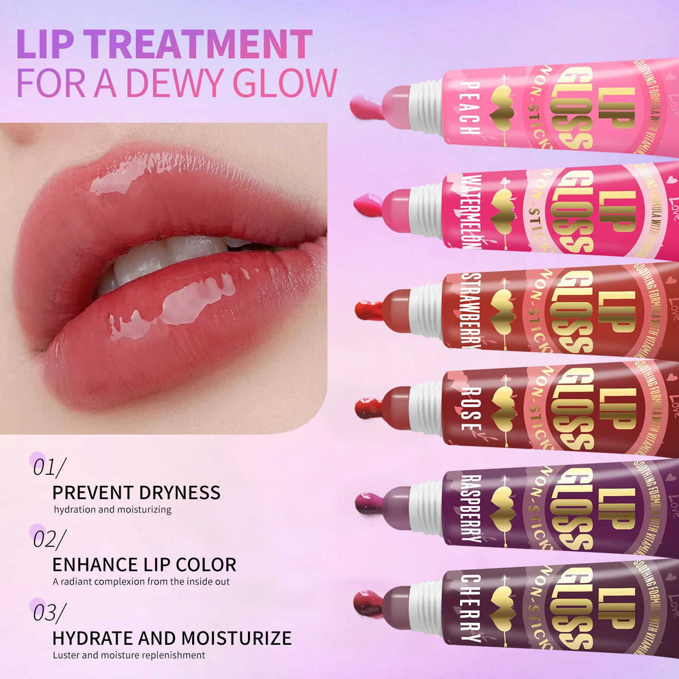 6-piece Moisturizing Lip Oil Set - Long lasting Gloss Effect