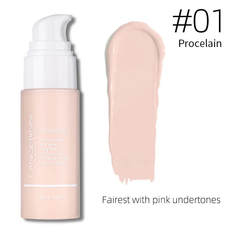 Langmanni 30ml Matte Waterproof Liquid Foundation Vervelle