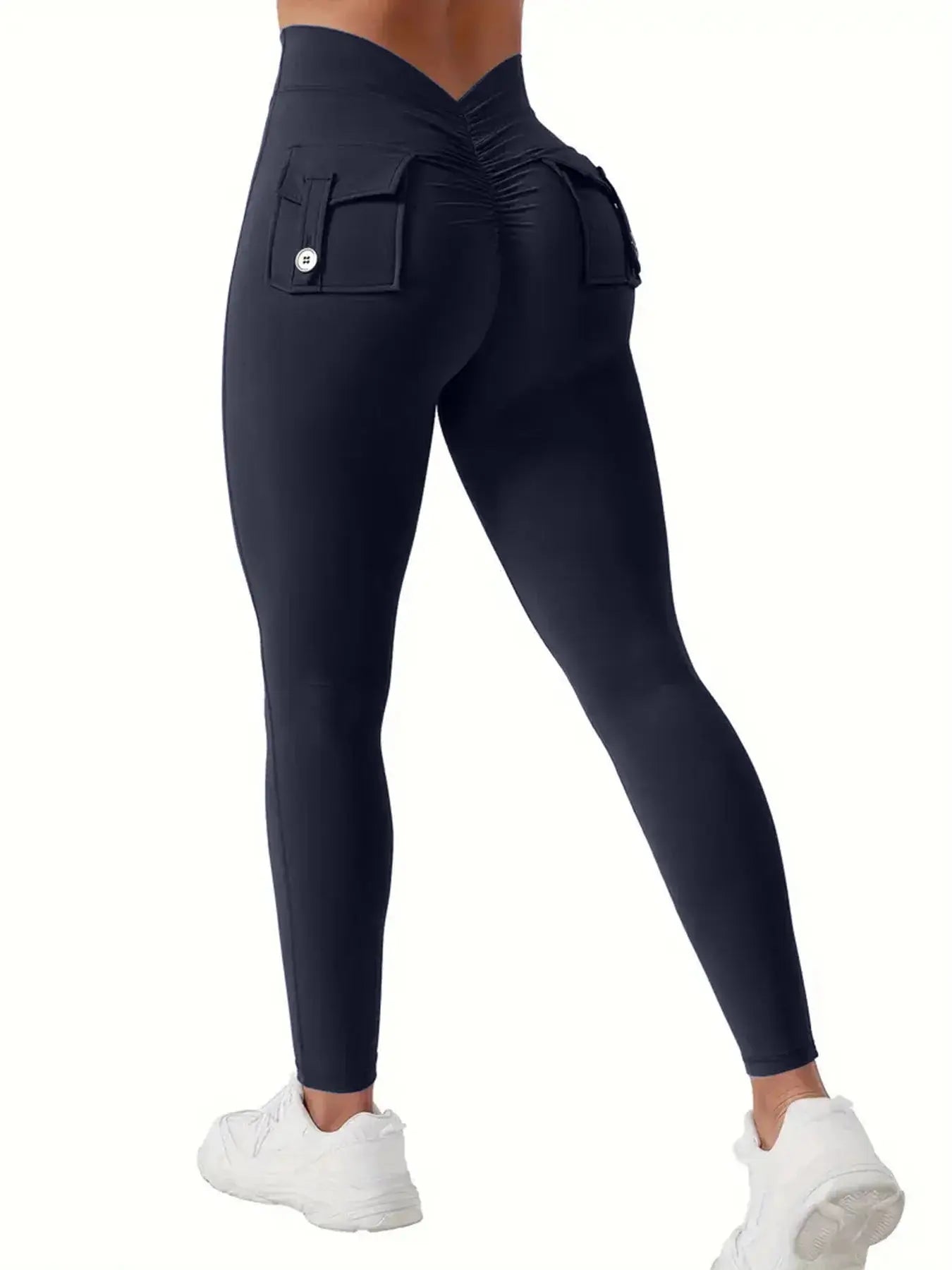 Women Nylon Yoga Leggings with Butt Pocket Hip Lifting Fitness Pants Vervelle
