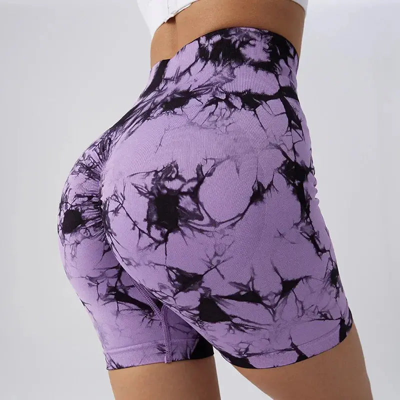Women’s Tie-Dye High Elastic Yoga & Gym Shorts Push-Up Fitness Leggings Tie-Dye Fashion Vervelle