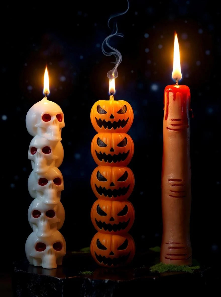Halloween Skull Pumpkin Bone Candle Set with spooky aromatherapy design