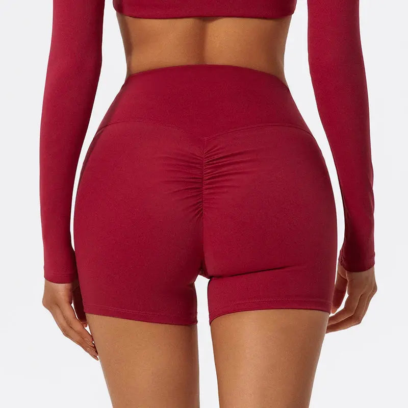 Ctenkevet Women High Waist Quick-Dry Solid Color Fitness & Yoga Shorts Vervelle