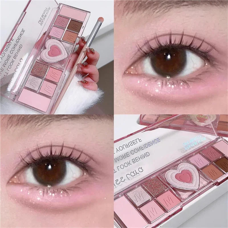 12-Color Love Heart Pink Eyeshadow Palette Matte Shades