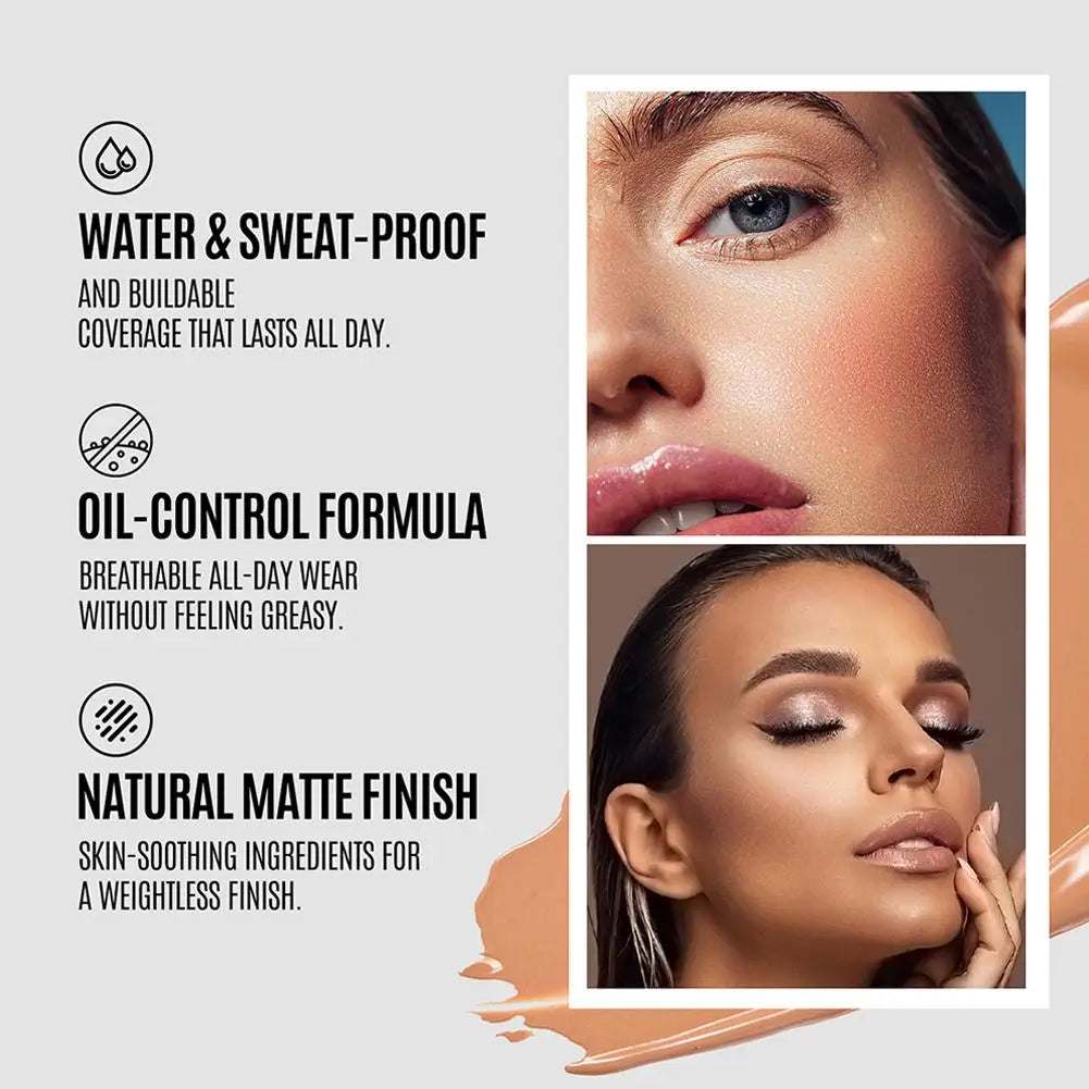 LOOKAVE Long-Lasting Liquid Foundation Full Coverage Matte Vervelle