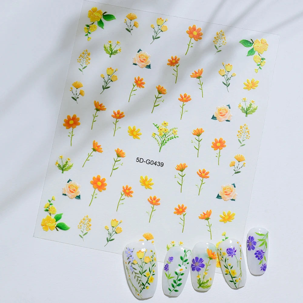 1PC 5D Macaron Flower & Fruit Nail Charms Sticker