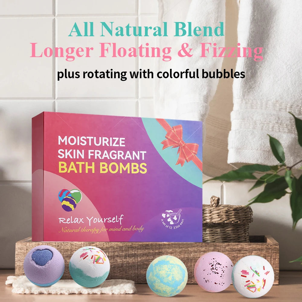 Bath Bombs Gift Set - 12 Pack Organic Spa Aromatherapy