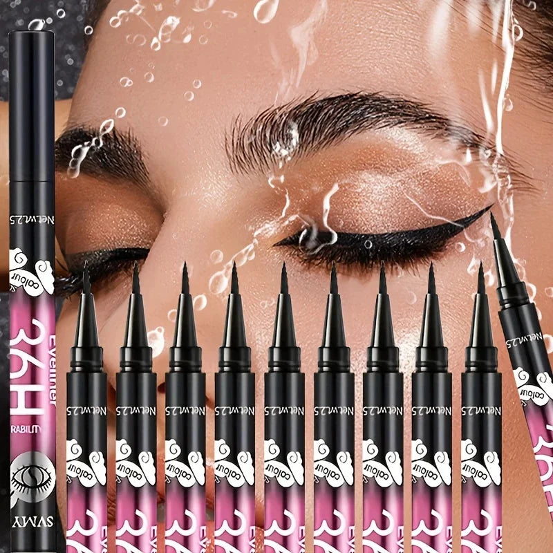 12 PCS Black Liquid Eyeliner Pen Long-Lasting Waterproof