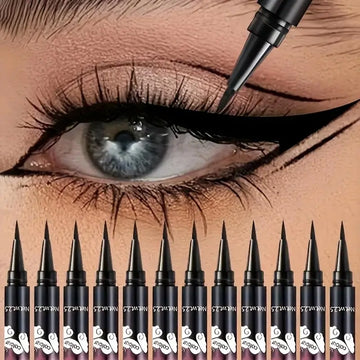 12 PCS Black Liquid Eyeliner Pen Long-Lasting Waterproof