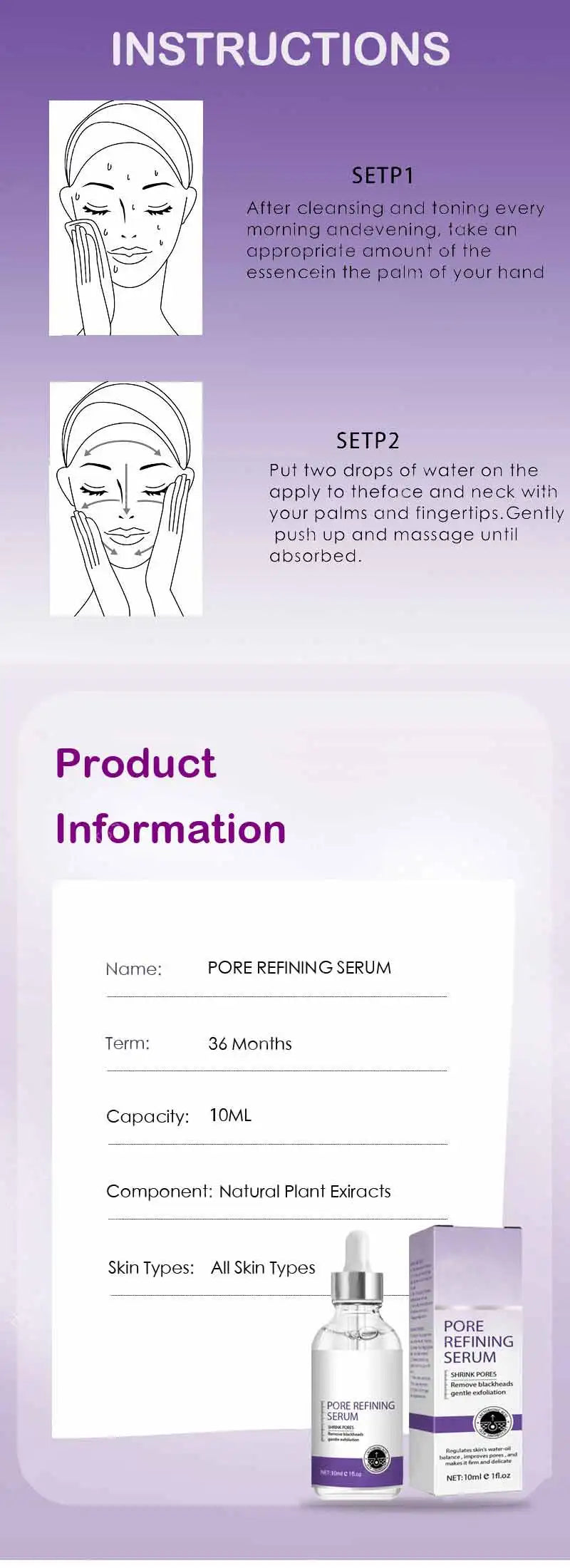 Pore Shrinking Serum Tightening Essence Firm Skin Vervelle
