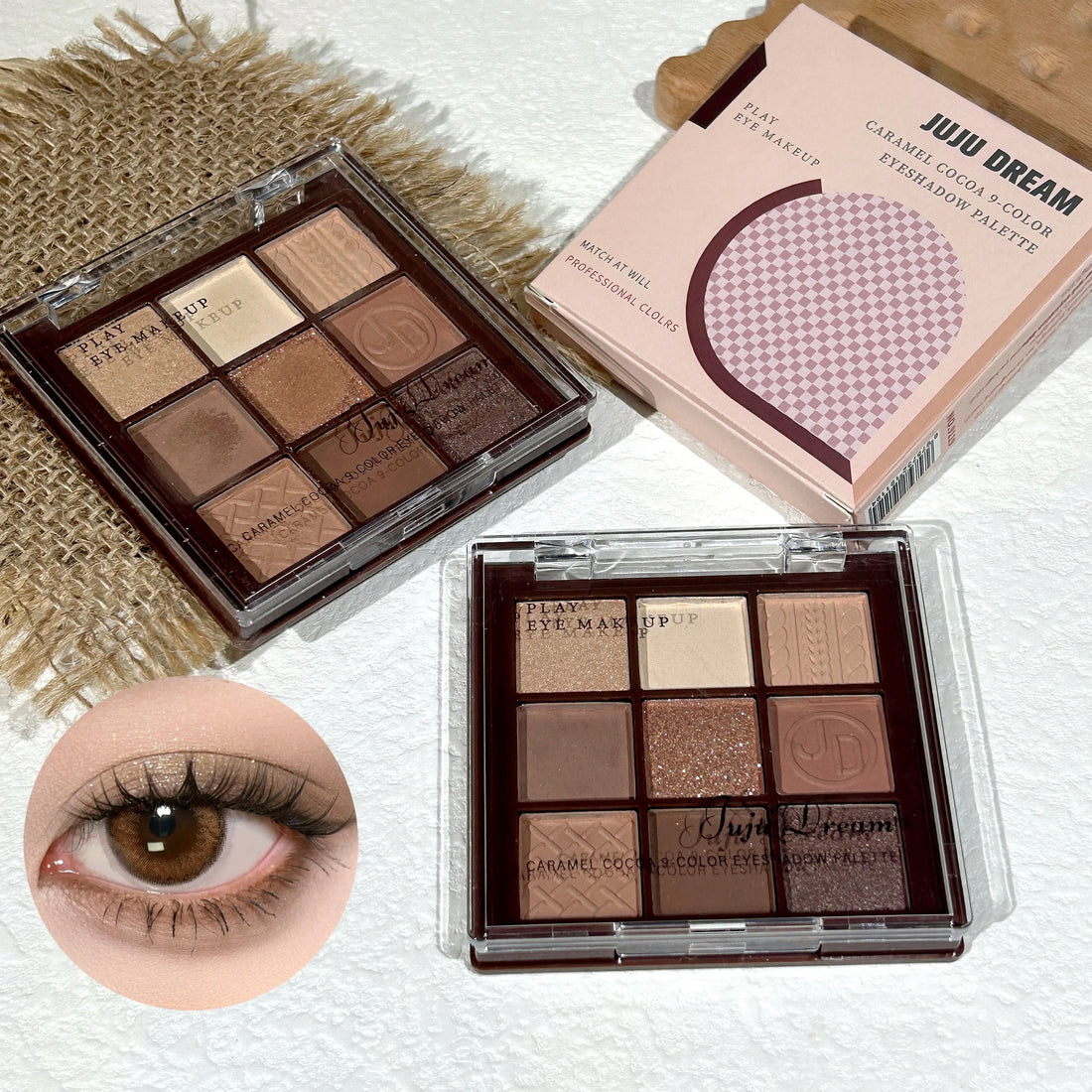 Chocolate Warm Brown Eyeshadow Palette 9 Shades Matte & Glitter