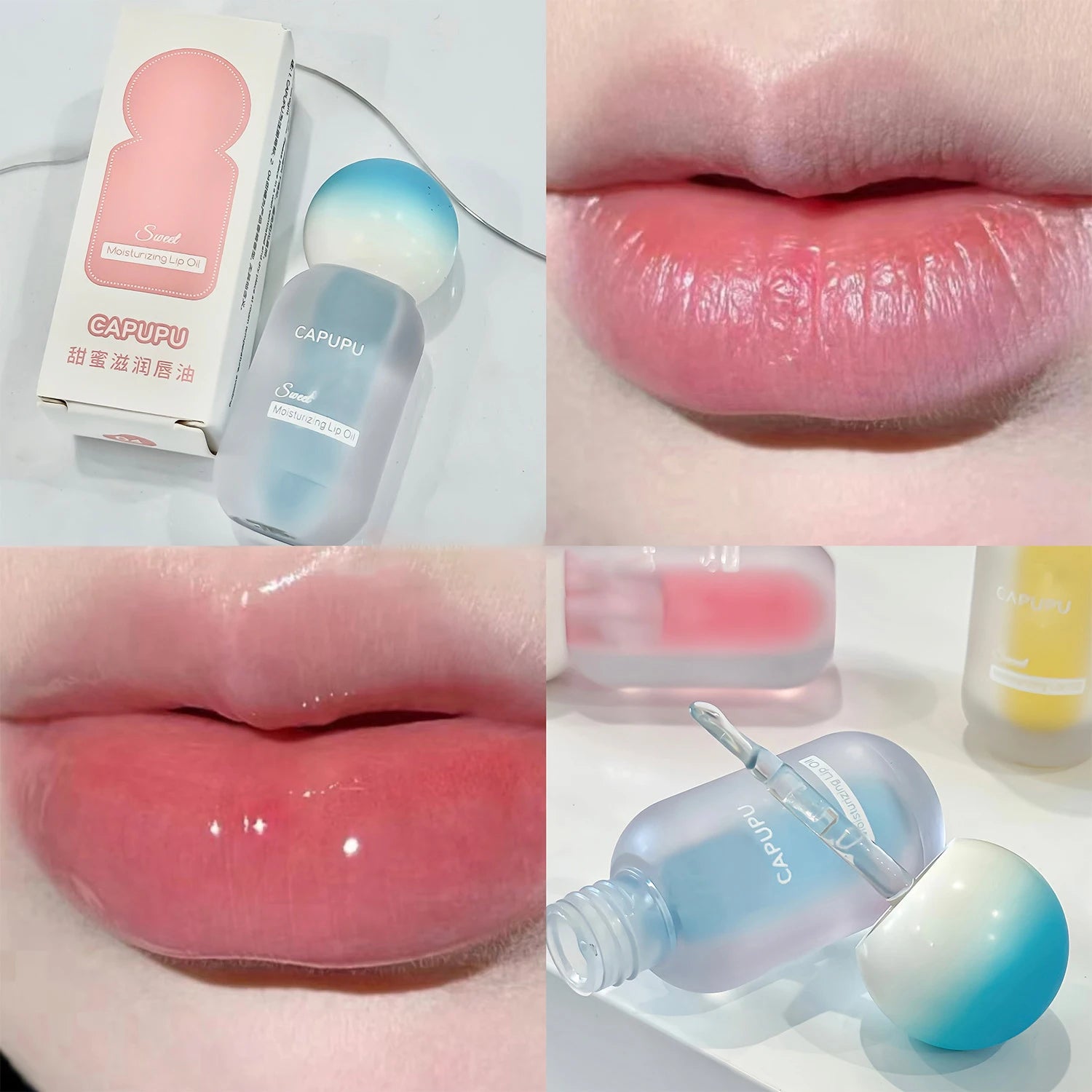 Peach Water Light Lip Gloss Hydrating Transparent Glass Fruit Crystal Jelly Lip Oil Plumping