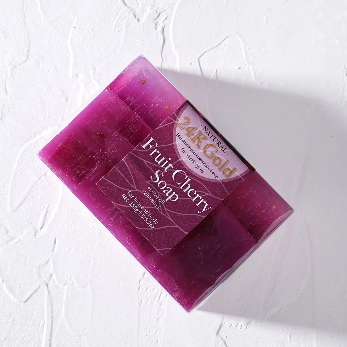 Cherry Aroma Soap 150g – 24K Gold Leaf Handmade Facial Soap