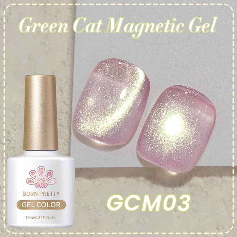 BORN PRETTY 10ml Green Cat Magnetic Gel Holographic UV