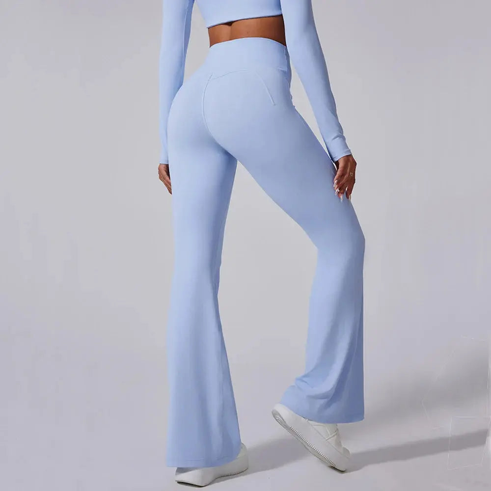 Women High Waist Flared Yoga Leggings Tummy Control Wide-Leg Pants Vervelle