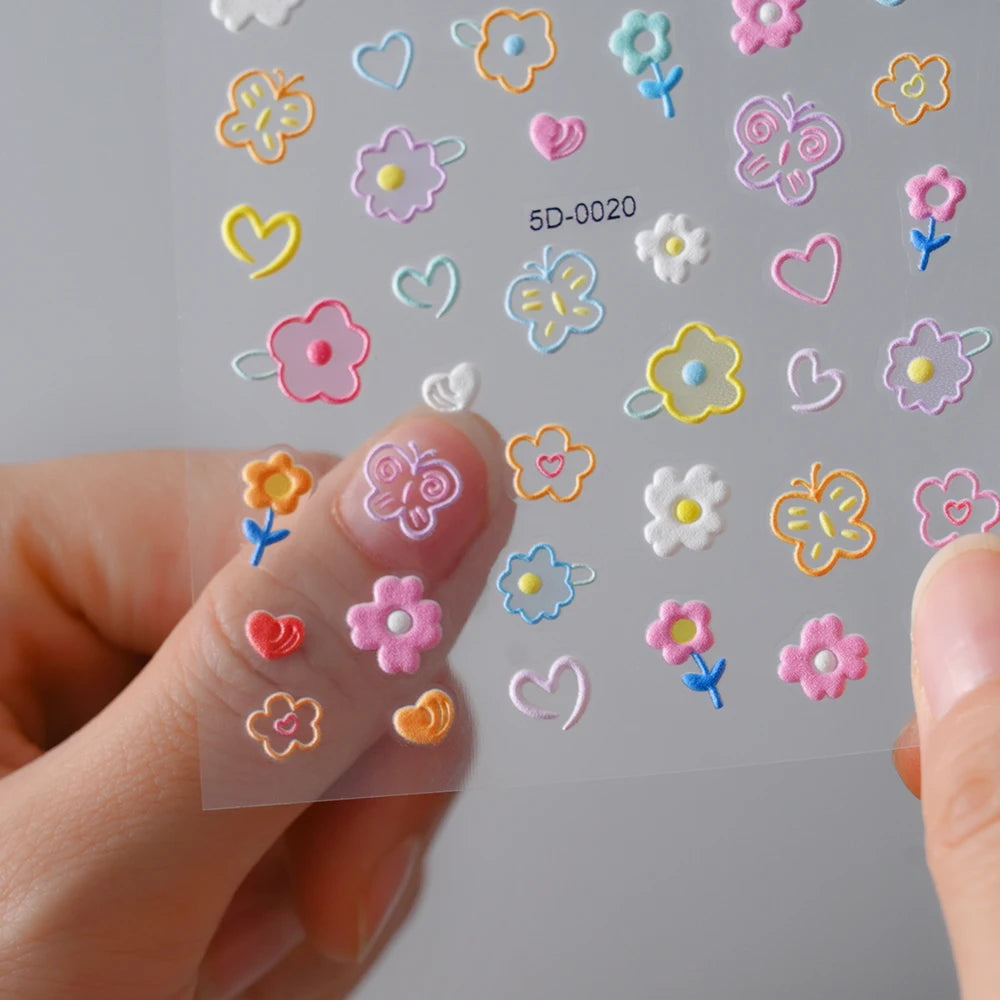 1PC 5D Macaron Flower & Fruit Nail Charms Sticker