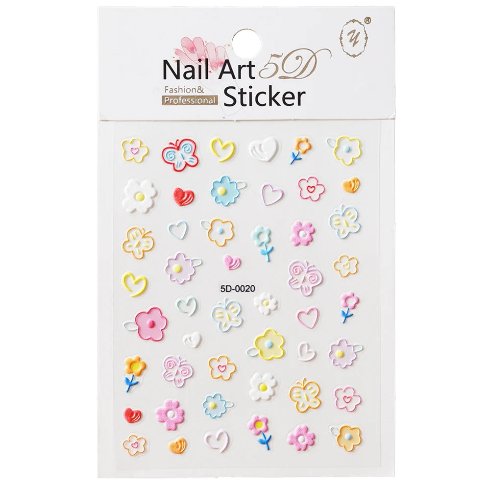 1PC 5D Macaron Flower & Fruit Nail Charms Sticker
