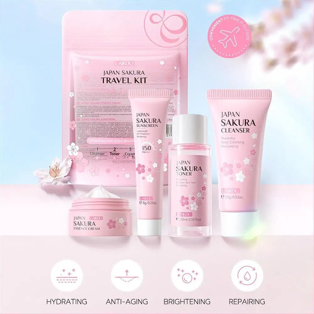 Sakura Skin Care Set facial Cleanser,Serum,Toner,Sunscreen,facial cream Beauty skin care