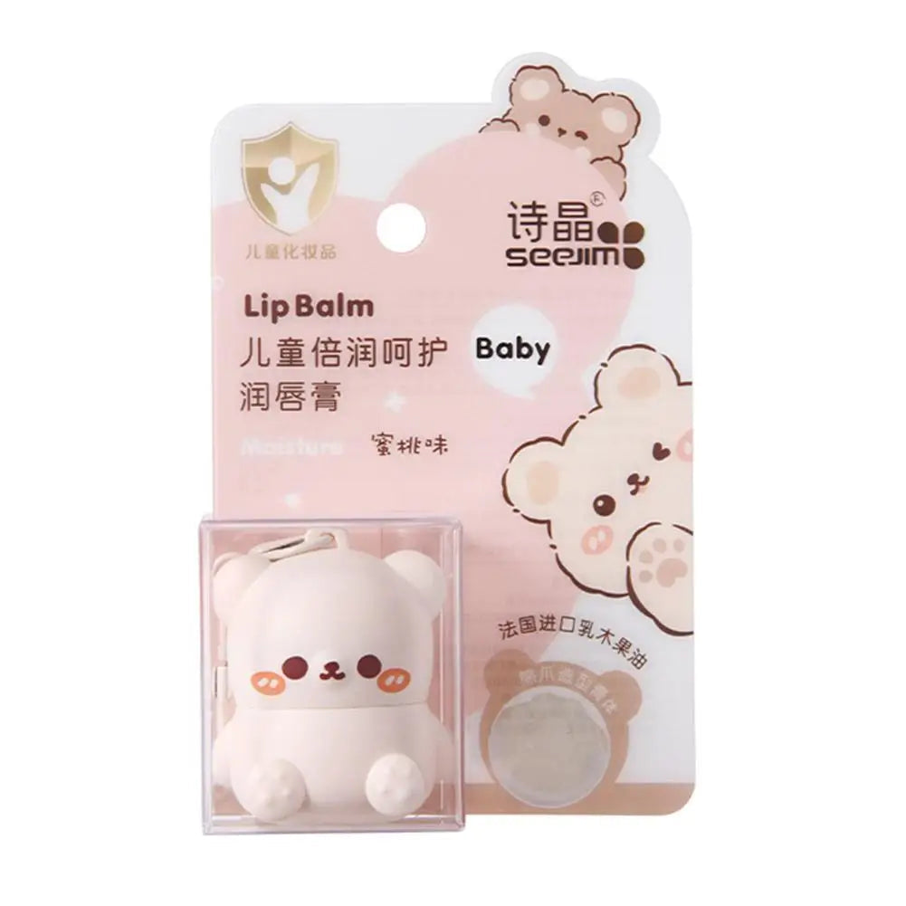 Children Fruity Lip Balm Baby Bear Design for Kids Moisturizing Lip Care