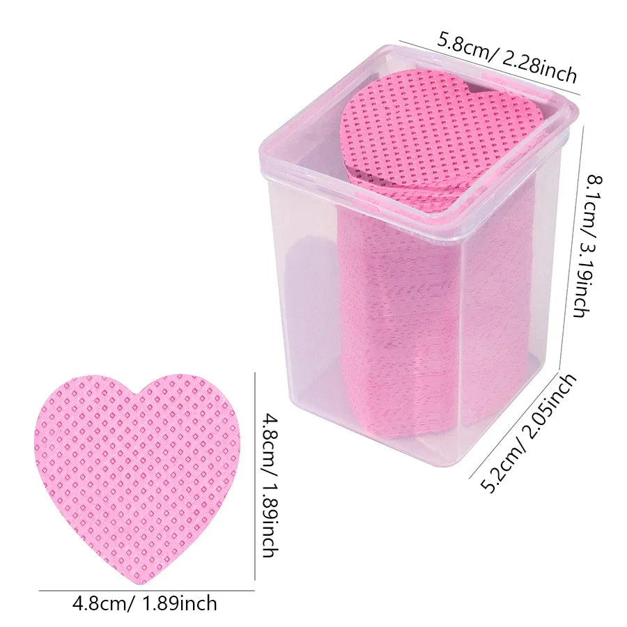 200pcs Heart-Shaped Cotton Pads – Nail & Eyelash Care