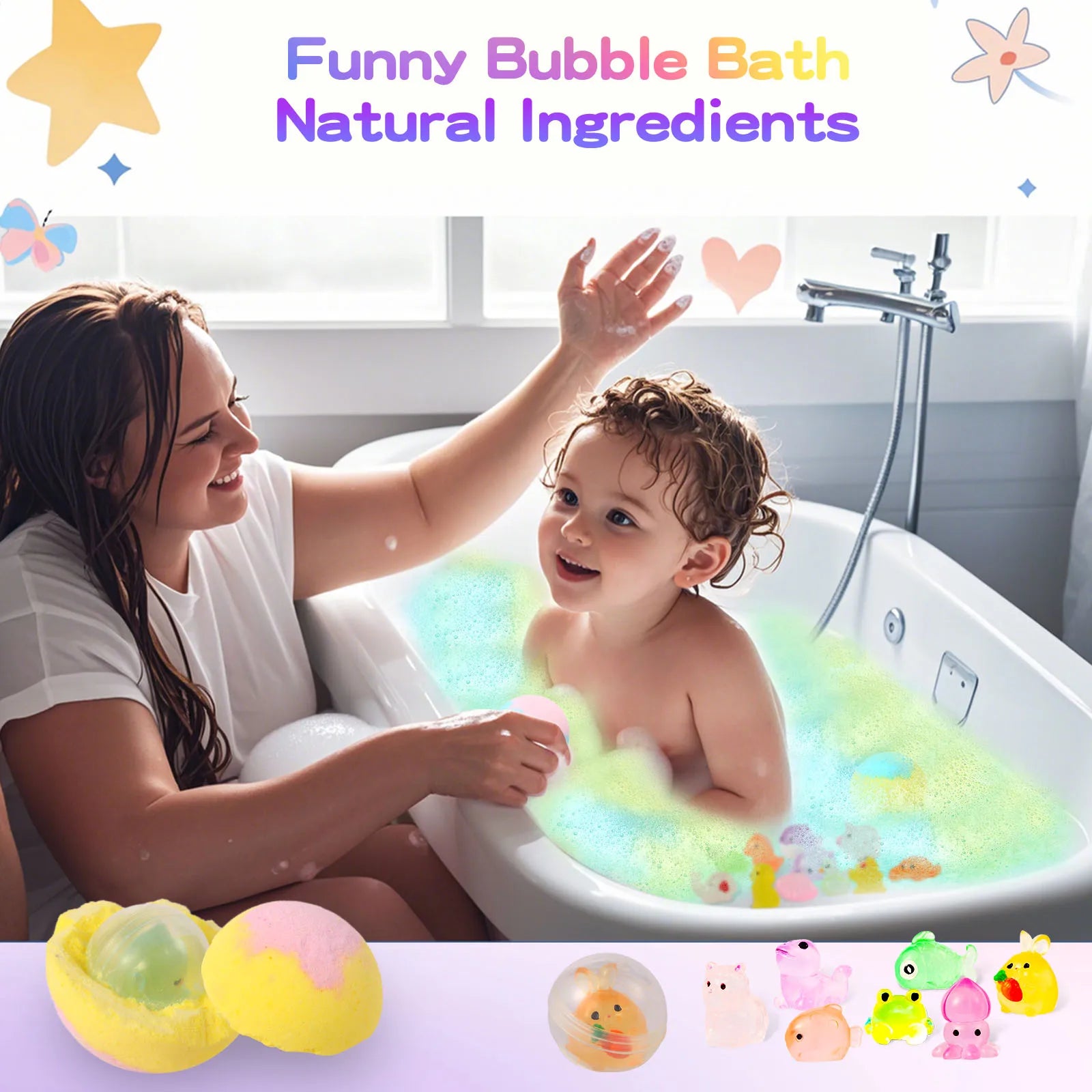 Kids Bath Bombs with Surprise Toy - 24 Pack Organic Set