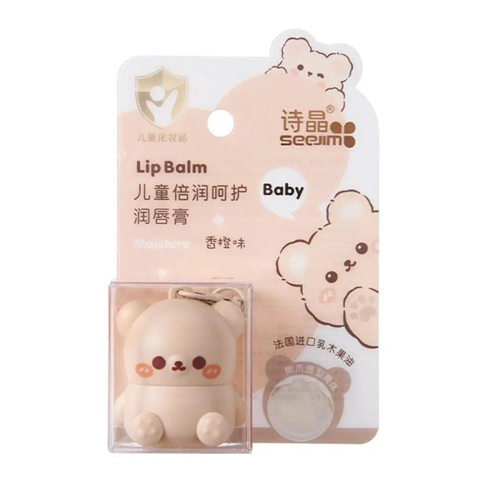 Children Fruity Lip Balm Baby Bear Design for Kids Moisturizing Lip Care