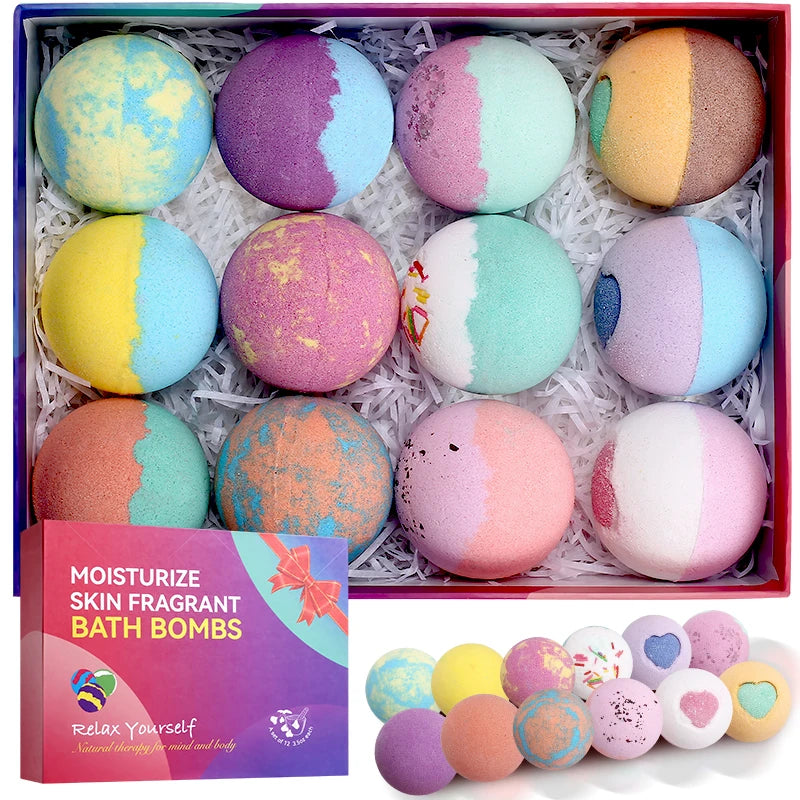 Bath Bombs Gift Set - 12 Pack Organic Spa Aromatherapy