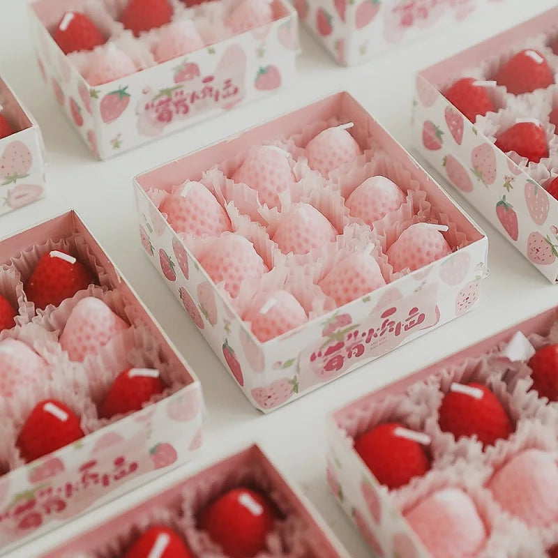 Strawberry Shaped Scented Candles – Handmade Mini Aromatherapy