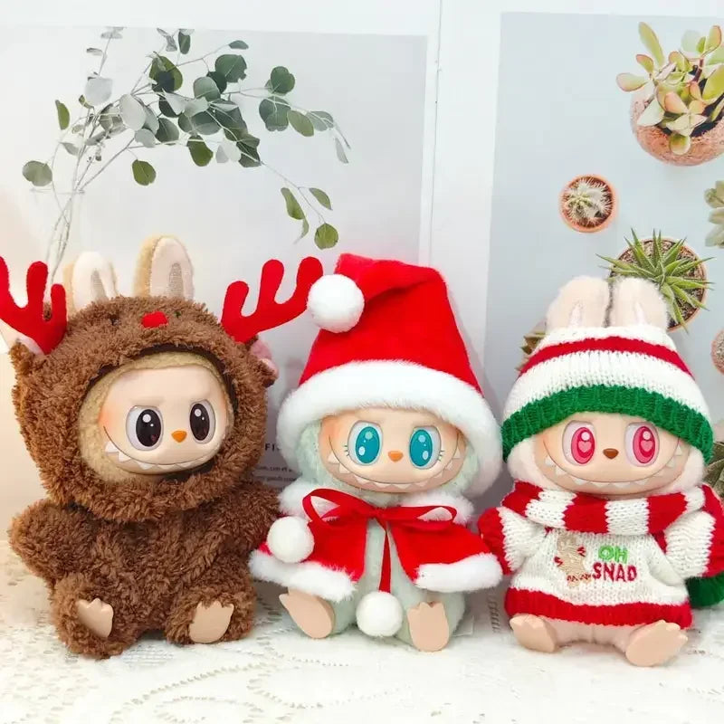 Labubu Doll Clothes Set – Mini Idol V1 & V2 Christmas Sweater, Hat & Scarf Vervelle