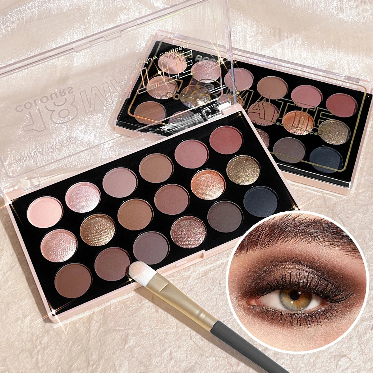 18-Color Eyeshadow Palette – Pearlescent, Matte, Long-Lasting,