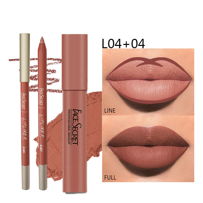 Matte Lipliner & Lipstick Set – Waterproof, Long-Lasting