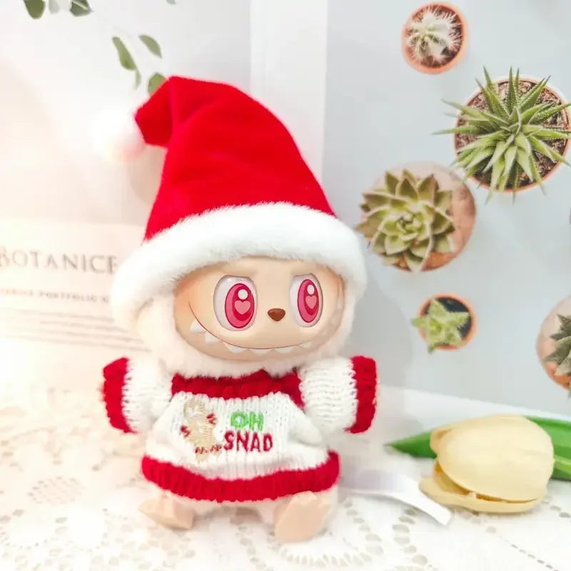 Labubu Doll Clothes Set – Mini Idol V1 & V2 Christmas Sweater, Hat & Scarf Vervelle