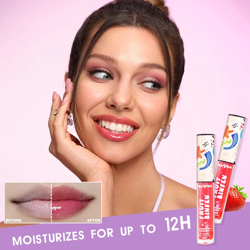 3pcs Oil Painting Lip Gloss Set,Mirror Water Glow Moisturizing Brighten Lipstick