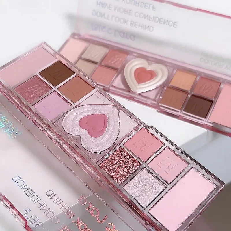 12-Color Love Heart Pink Eyeshadow Palette Matte Shades