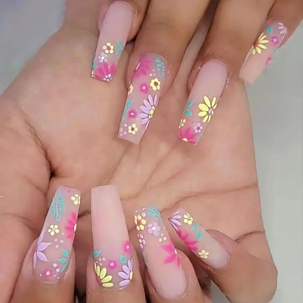 3D Colorful Flower Nail Stickers Cherry Blossom Rose