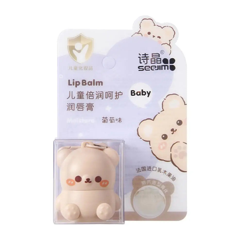 Children Fruity Lip Balm Baby Bear Design for Kids Moisturizing Lip Care