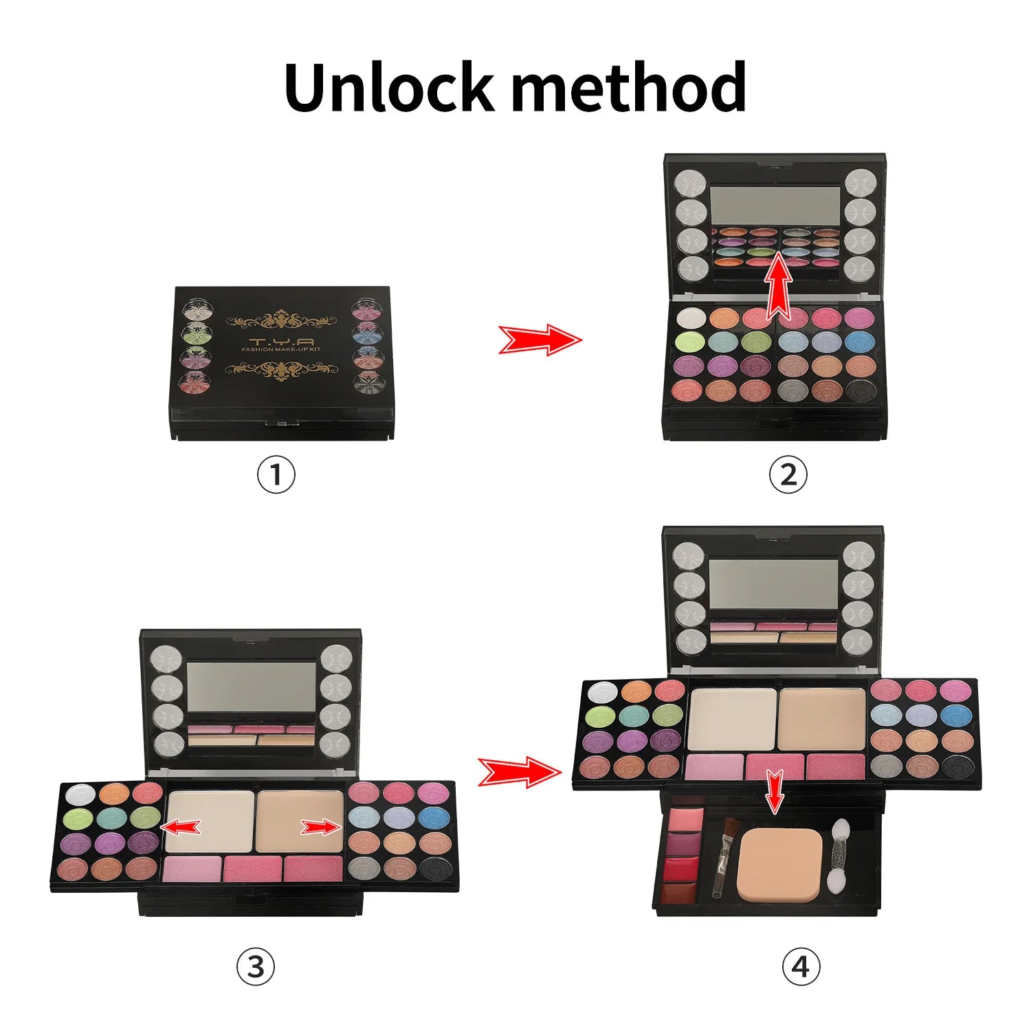 Professional Makeup Set: Eyeshadow, Lipgloss & Foundation Kit