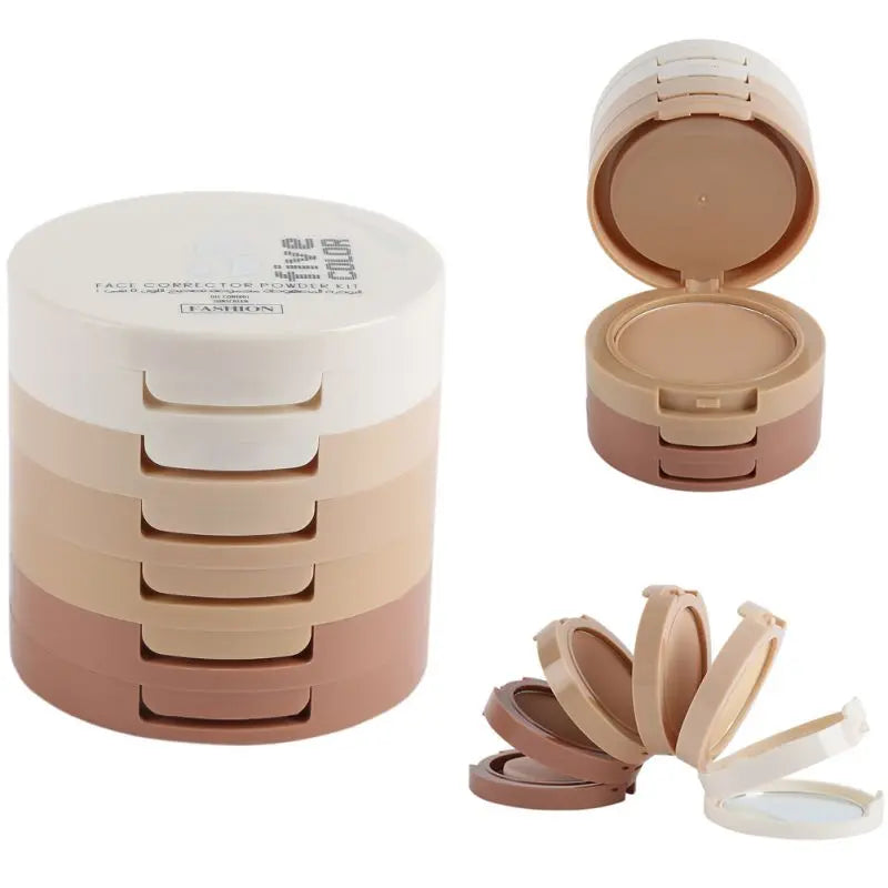 5-Color Contouring Powder Tower for Brightening & Oil Control