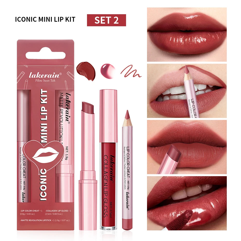 Lip Combo Set – Matte Lipstick, Liner & Gloss