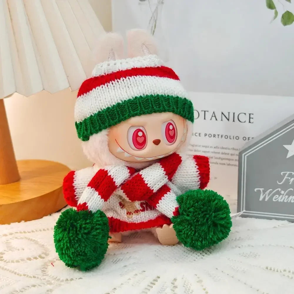 Labubu Doll Clothes Set – Mini Idol V1 & V2 Christmas Sweater, Hat & Scarf Vervelle