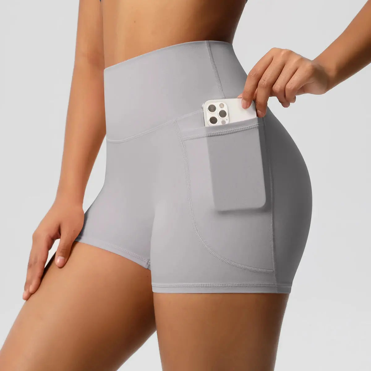 Women’s High-Waist Nylon Yoga Shorts – Tummy Lifting, Pockets, Fitness Vervelle