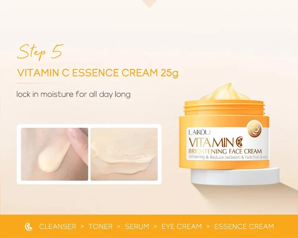 Vitamin C Skin Care Set Deep Cleansing Facial Cleanser Face Cream