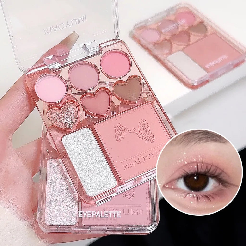 8-Color Love Eyeshadow Palette Blush & Highlighter Combo